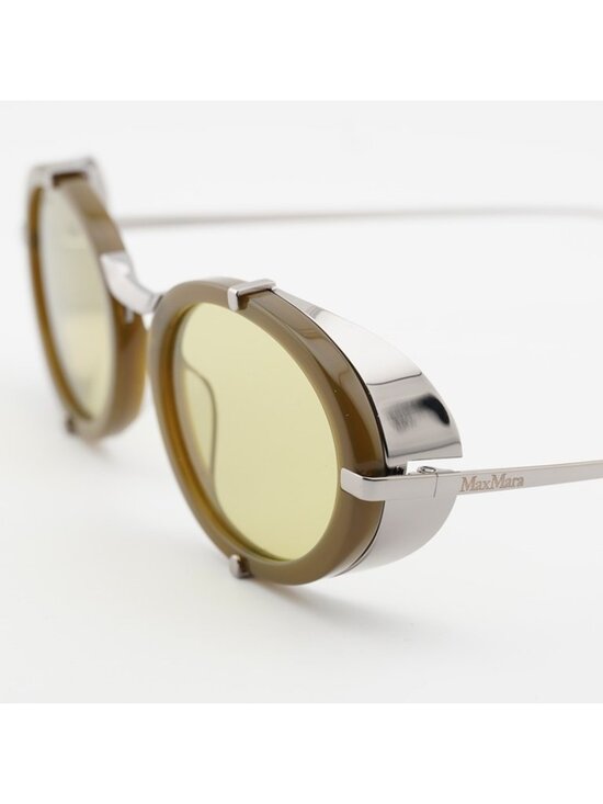 MaxMara SELMA MM0103 96N Sunglasses Shiny Dark Green Oval Frame, Green Lenses main image 11